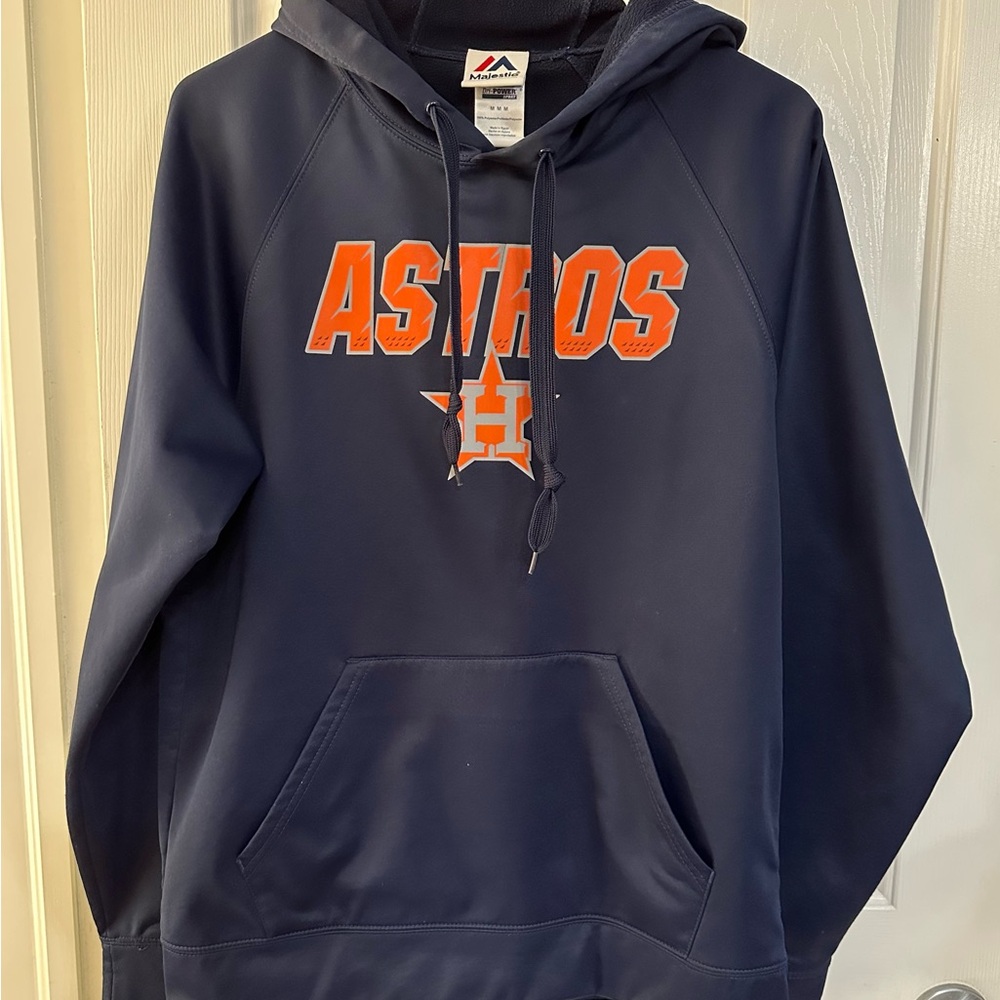 Men’s Majestic Medium Navy Houston Astros Hoodie EUC. PTP 21”